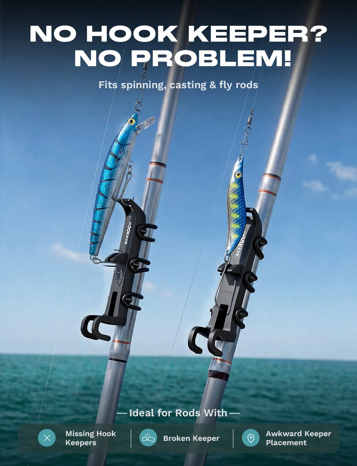 HookEze Wearable Fishing Rod Holder with Hook Clip