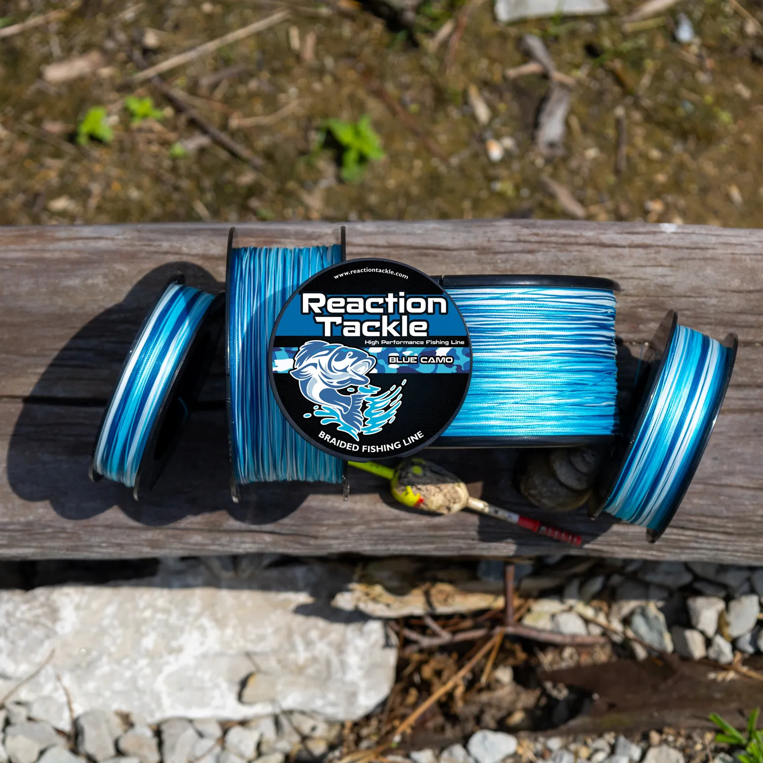 Reaction Tackle Braided Fishing Line - Blue Camo
